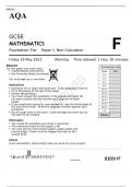 AQA    GCSE MATHEMATICS Foundation Tier Paper 1 Non-Calculator   FINAL EXAM QUESTION PAPER May 2023	