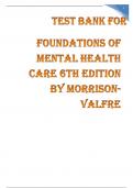 TEST BANK FOR FOUNDATIONS OF MENTAL HEALTH CARE 6TH EDITION BY MORRISON-VALFRE CHAPTER 1-33 COMPLETE TB