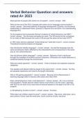 Verbal Behavior Question and answers rated A&plus; 2023