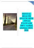 MENTAL HEALTH (PSYCH) HESI – FINAL EXAM-with  100% verified solutions-2023-2024