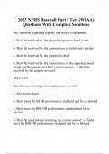 2023 NFHS Baseball Part I Test (WIAA) Questions With Complete Solutions