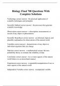 Biology Final 700 Questions With Complete Solutions