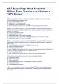 O&P Board Certification: Prosthetic Written Exam Questions and Answers (100% Correct)