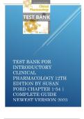 TEST BANK FOR INTRODUCTORY CLINICAL PHARMACOLOGY 12TH EDITION BY SUSAN FORD CHAPTER 1-54 &vert; COMPLETE GUIDE NEWEST VERSION 2023  