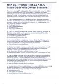 NHA CET Practice Test 2&period;0 A&comma; B&comma; C Study Guide With Correct Solutions&period;