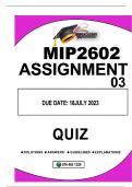 MIP2602 ASSIGNMENT 3 2023 DUE 18 July 