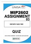 MIP2602 ASSIGNMENT 03 (QUIZ ANSWERS) 97% PASS  DUE 18JULY2023