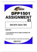 DPP1501 ASSIGNMENT 3  DUE 26 JULY 2023