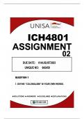 ICH4801 ASSIGNMENT 02 DUE 1AUGUST 2023