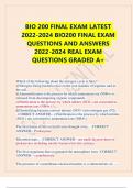 BIO 200 FINAL EXAM LATEST 2022-2024 BIO200 FINAL EXAM QUESTIONS AND ANSWERS 2022-2024 REAL EXAM QUESTIONS GRADED A+