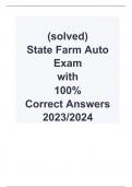  &lpar;solved&rpar;  State Farm Auto Exam  with  100&percnt; Correct Answers 2023&sol;2024  
