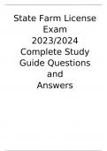 State Farm License Exam  2023/2024  Complete Study Guide Questions and  Answers
