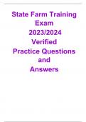 State Farm Training Exam  2023/2024  Verified  Practice Questions and  Answers  