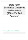 State Farm Estimatics Questions and Answers  (100% Verified Answers) 