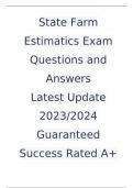 State Farm Estimatics Exam Questions and Answers  Latest Update 2023/2024 Guaranteed Success Rated A+