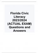 Florida Civic Literacy  2023/2024  (ACTUAL EXAM) Questions and Answers