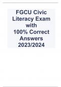 FGCU Civic Literacy Exam with  100% Correct Answers 2023/2024FGCU Civic Literacy Exam with  100% Correct Answers 2023/2024