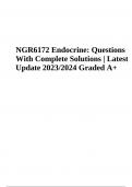 NGR 6172 Endocrine: Questions With 100% Complete Solutions | Latest Update Graded A+ (2023/2024 )