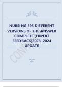 NURSING 595 DIFFERENT VERSIONS OF THE ANSWER COMPLETE (EXPERT FEEDBACK)2023-2024 UPDATE
