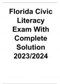 Florida Civic Literacy Exam With Complete Solution 2023/2024