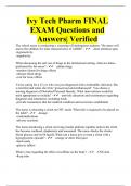 Ivy Tech Pharm FINAL EXAM Questions and Answers| Verified