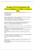 Nursing 1234 Test Questions and Correct Solutions| Verified | Graded to Pass
