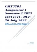 CMY3704 Assignment 1 Semester 2 2023 &lpar;681757&rpar; - DUE 26 July 2023