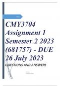 CMY3704 Assignment 1 Semester 2 2023 &lpar;681757&rpar; - DUE 26 July 2023