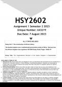  HSY2602 Assignment 1 &lpar;ANSWERS&rpar; Semester 2 2023 - DISTINCTION GUARANTEED&period;