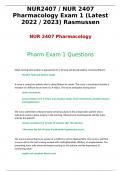 NUR2407 / NUR 2407 Pharmacology Exam 1 (Latest 2022 / 2023) Rasmussen