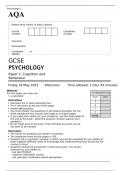 AQA GCSE PSYCHOLOGY Paper 1 MAY 2023 QUESTION PAPER: Cognition and Behaviour