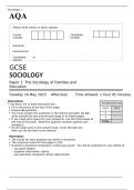 AQA GCSE SOCIOLOGY Paper 1 MAY 2023 QUESTION PAPER&colon; The Sociology of Families and Education