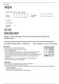 AQA GCSE SOCIOLOGY Paper 2 MAY 2023 QUESTION PAPER&colon; The Sociology of Crime and Deviance and Social Stratification