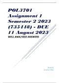 POL3701 Assignment 1 Semester 2 2023 (735448) - DUE 11 August 2023