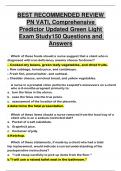 150 Questions and Answers BEST RECOMMENDED REVIEW PN VATI, Comprehensive Predictor Updated Green Light Exam Study