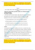 NURSE-UN 311 AE CRITICAL THINKING TEST BANK EXAM QUESTIONS AND ANSWERS BEST GRADED A&plus; LATEST UPDATE 2022 