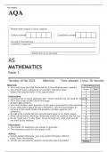 AQA AS MATHEMATICS Paper 1 and 2 JUNE 2023 QUESTION PAPERS AND MARK SCHEMES