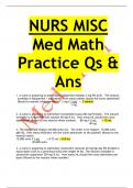 NURS MISC Med Math Practice Qs & Ans