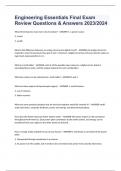 Engineering Essentials Final Exam Review Questions & Answers 2023&sol;2024