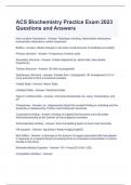 ACS Biochemistry Practice Exam 2023 Questions and Answers