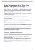 Brand Management&colon; Final Exam New Version with complete solution