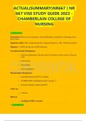 ACTUAL(SUMMARY)NR667 | NR 667 VISE STUDY GUIDE 2023 - CHAMBERLAIN COLLEGE OF NURSING 