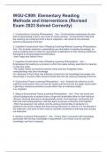 WGU-C909: Elementary Reading Methods and Interventions (Revised Exam 2023 Solved Correctly)