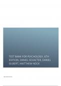 Test Bank for Psychology, 6th Edition, Daniel Schacter, Daniel Gilbert, Matthew Nock.