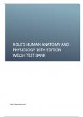 Hole’s Human Anatomy and Physiology 16th Edition Welsh TEST BANK.