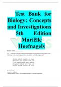     Test Bank for Biology: Concepts and Investigations  5th Edition Mariëlle  Hoefnagels  Student name:   	  1)	Thinking about life's organizationalhierarchy in a biological system, which of the following is the correct sequence from the smallest unit 