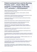 Patient-centered Care and the Nursing Process&comma; Unit 1 &comma; Exam 1&lpar;Rctc RN program&comma; Fundamentals of Nursing 1117&comma; semester 1&comma; 2023&rpar;Updated&excl;&excl;