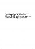 Louisiana Class D "Chauffeur's" License Exam Questions and Answers (Verified Answers) Latest Update 2023/2024, Louisiana Class D Chauffers License - License Test with 100% verified solutions, Louisiana Class D Chauffers License Exam and Louisiana Class