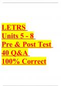 LETRS Units 5 - 8 Pre & Post Test | 40 Q&A 100% Correct