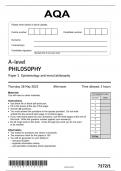 AQA PHILOSOPHY A LEVEL PAPER 1 2023 [7172-1]- Epistemology and moral philosophy